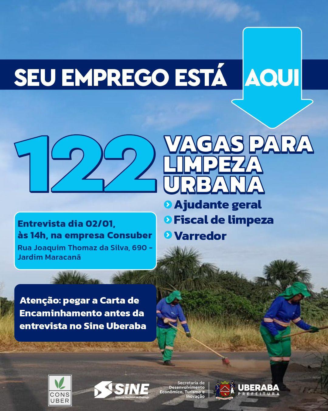 Prefeitura anuncia vagas para a limpeza urbana em Uberaba (Foto/Divulgação)