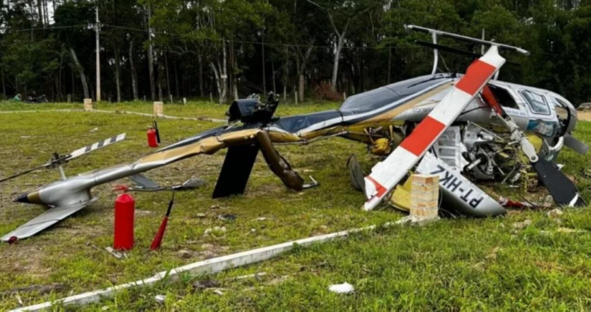 Helicóptero cai em Santa Catarina com 5 pessoas (Foto/CBMSC)