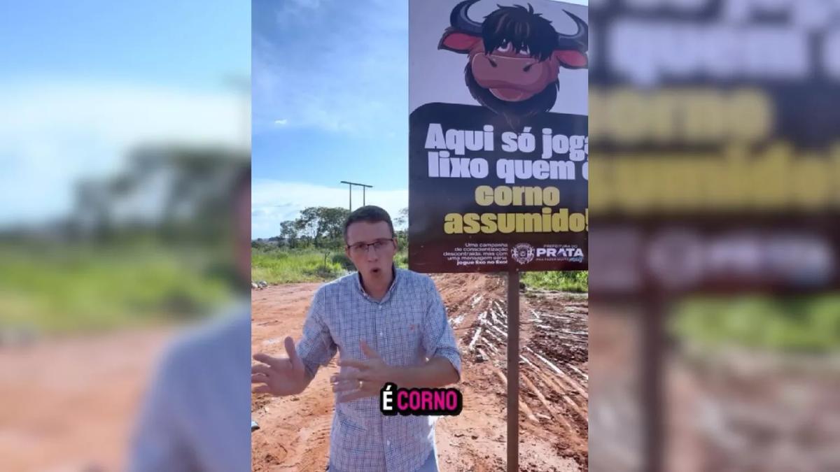 Prefeito Marcel Vieira Rodrigues da Cunha, conhecido como Xexéu, em campanha inusitada contra descarte irregular de lixo (Foto/Reprodução)