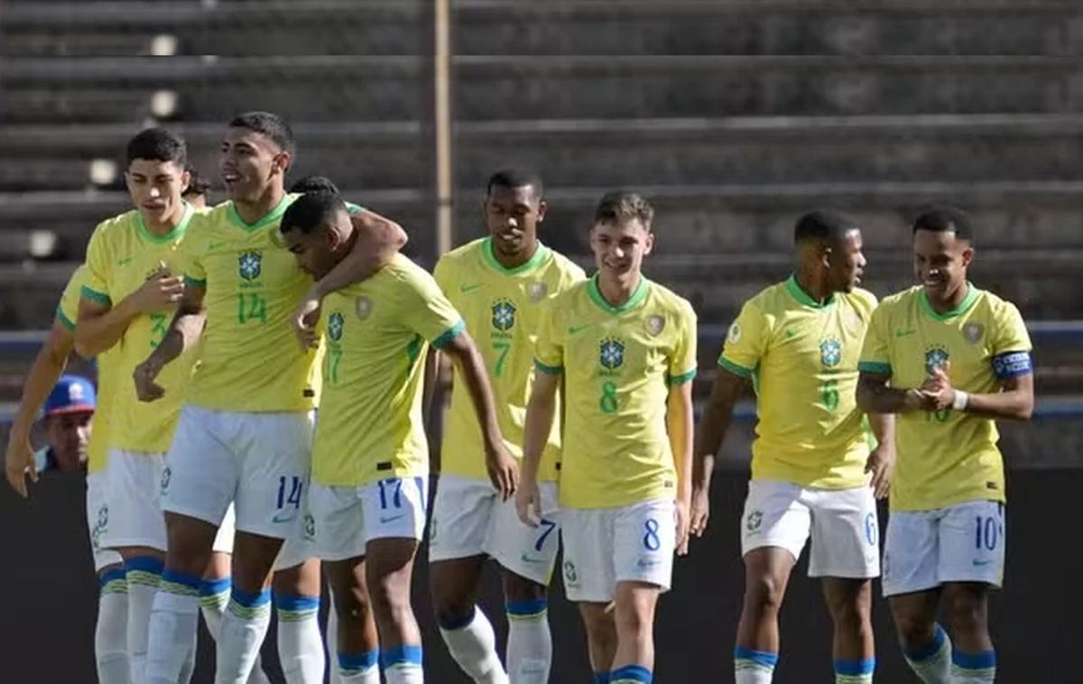 Pentacampeão da categoria, o Brasil garantiu vaga na próxima edição da Copa do Mundial Sub-20 da Fifa. (Foto/Juan Barreto/AFP)