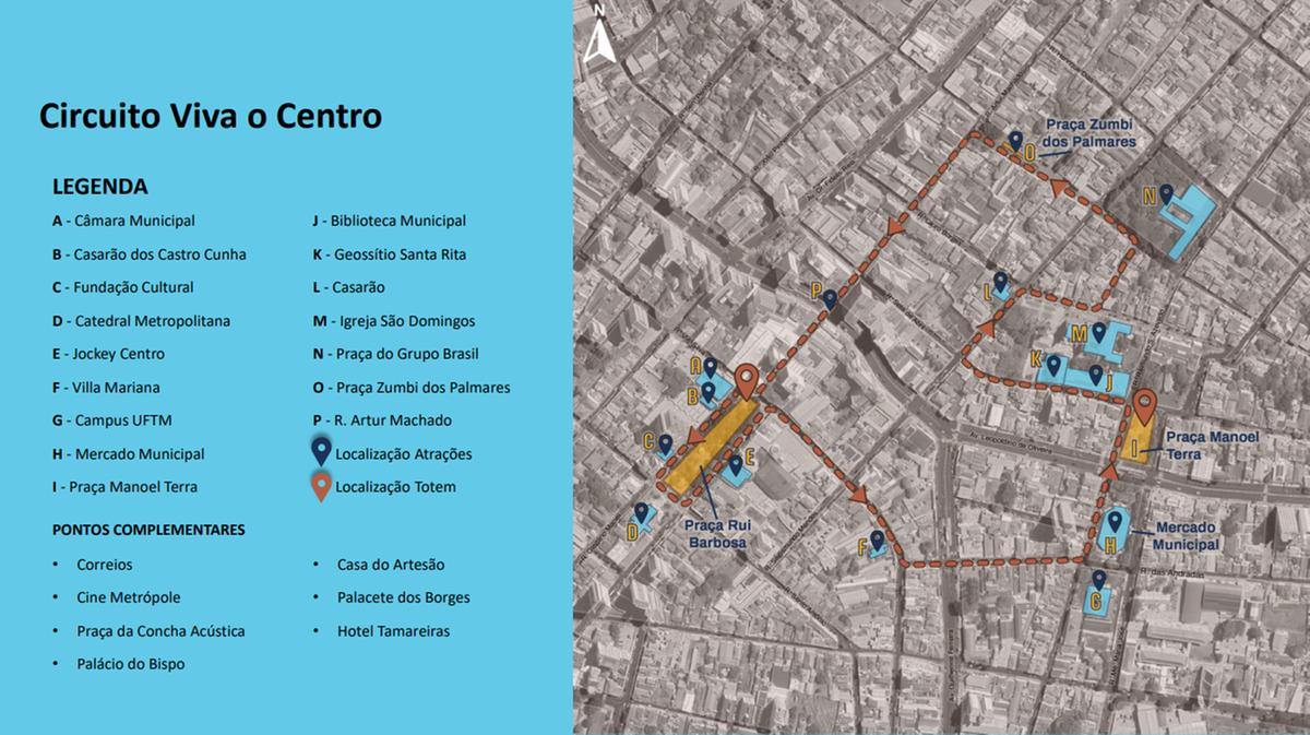 Trajeto Viva o Centro, em Uberaba (Foto/Reprodução PMU)