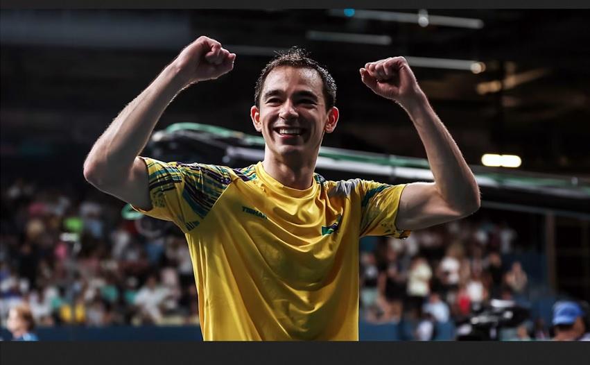 Calderano pode reencontrar o francês Félix Lebrun, reeditando a disputa pelo bronze na Olimpíada de Paris-2024 (Foto/Gaspar Nóbrega/COB)