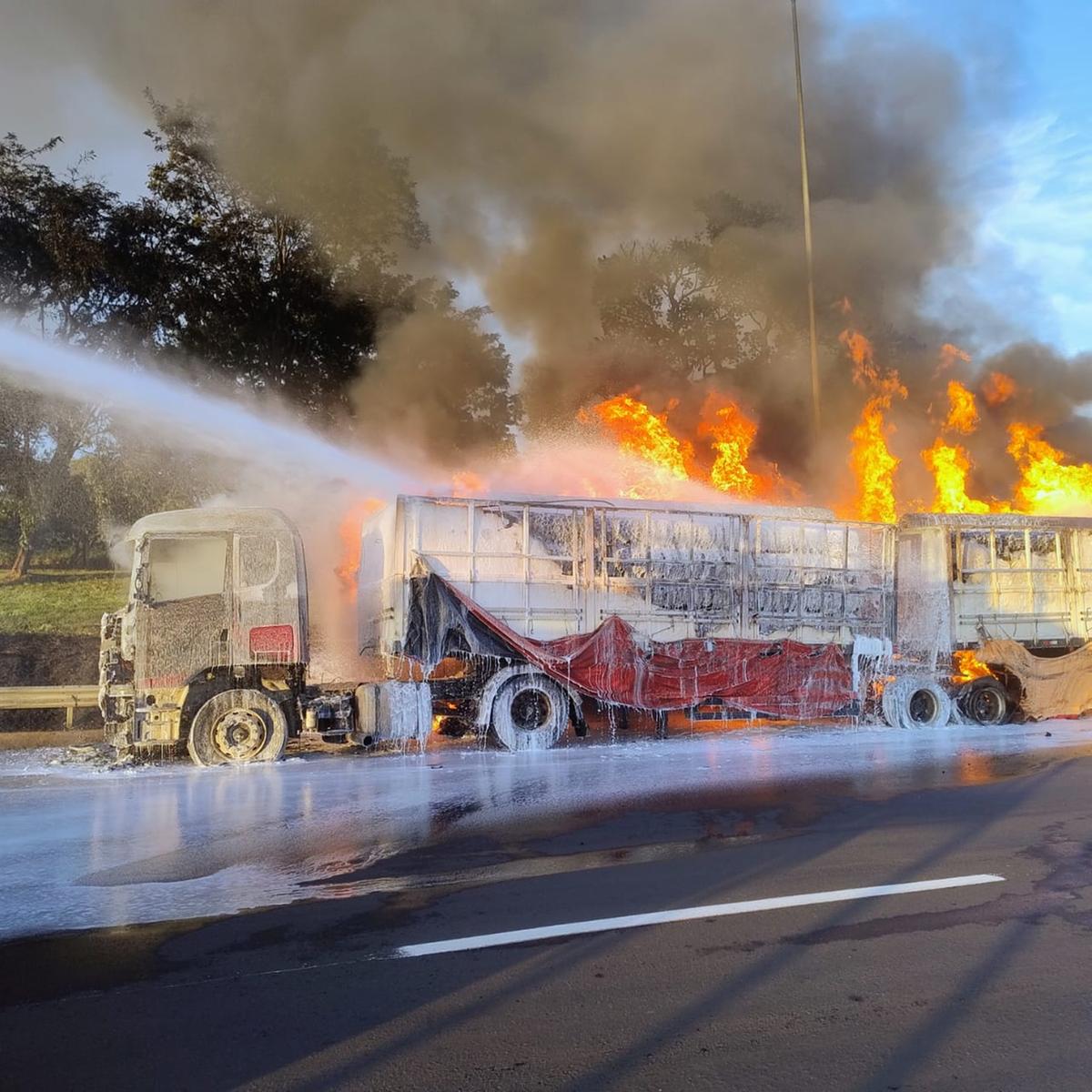 Veículo ficou totalmente destruído devido às chamas (Foto/Divulgação)