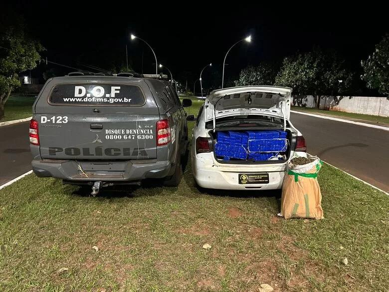 O material apreendido, avaliado em aproximadamente R$ 510 mil, foi encaminhado junto com os suspeitos para a Delegacia da Polícia Civil (Foto/Divulgação/DOF)