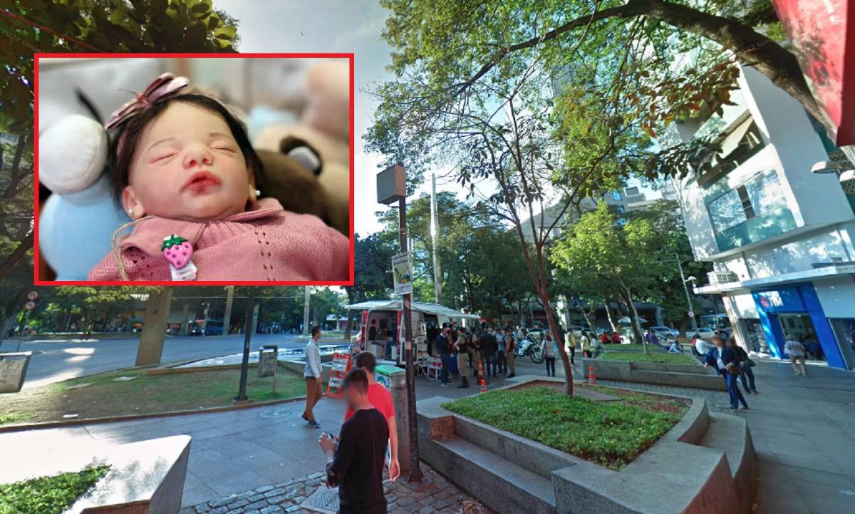 Criança foi confundida com um bebê reborn na praça da Savassi (Foto/REPRODUÇÃO GOOGLE STREET VIEW/Detalhe/Valter Campanato/Agência Brasil)