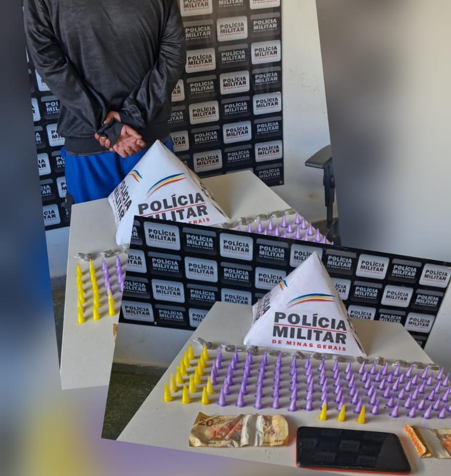 Na busca realizada dentro da casa, foram localizados 117 pinos de uma substância análoga à cocaína e 12 buchas aparentando ser maconha, prontas para comercialização. (Foto/Divulgação)