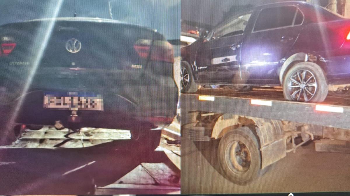 O condutor do carro tentou fugir e jogou o veículo contra a viatura policial. (Foto/Divulgação)