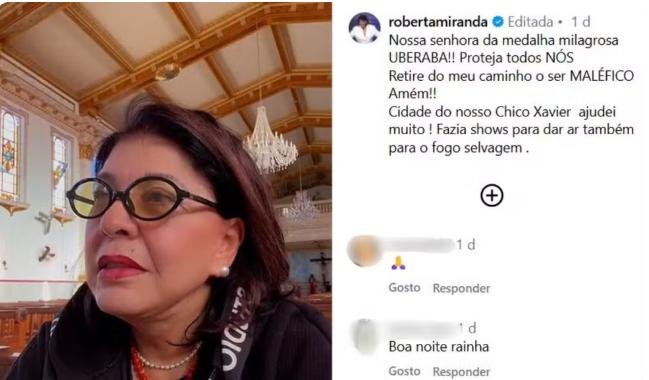 Roberta Miranda pediu proteção a ela e aos fãs. (Foto/Rede Social)