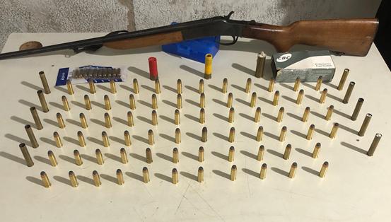 O homem entregou aos policiais uma espingarda calibre 36, além de munições de diversos calibres, encontradas em dois cômodos da residência. (Foto/Divulgação)