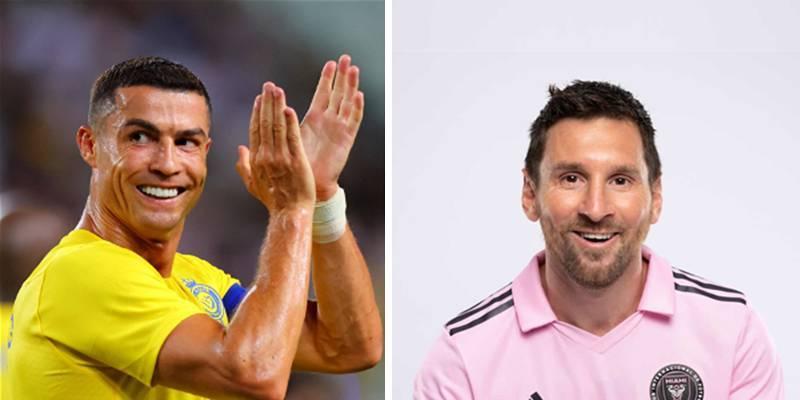 Messi agora soma 764 gols com a bola rolando contra 763 de Cristiano Ronaldo (Foto/Montagem)