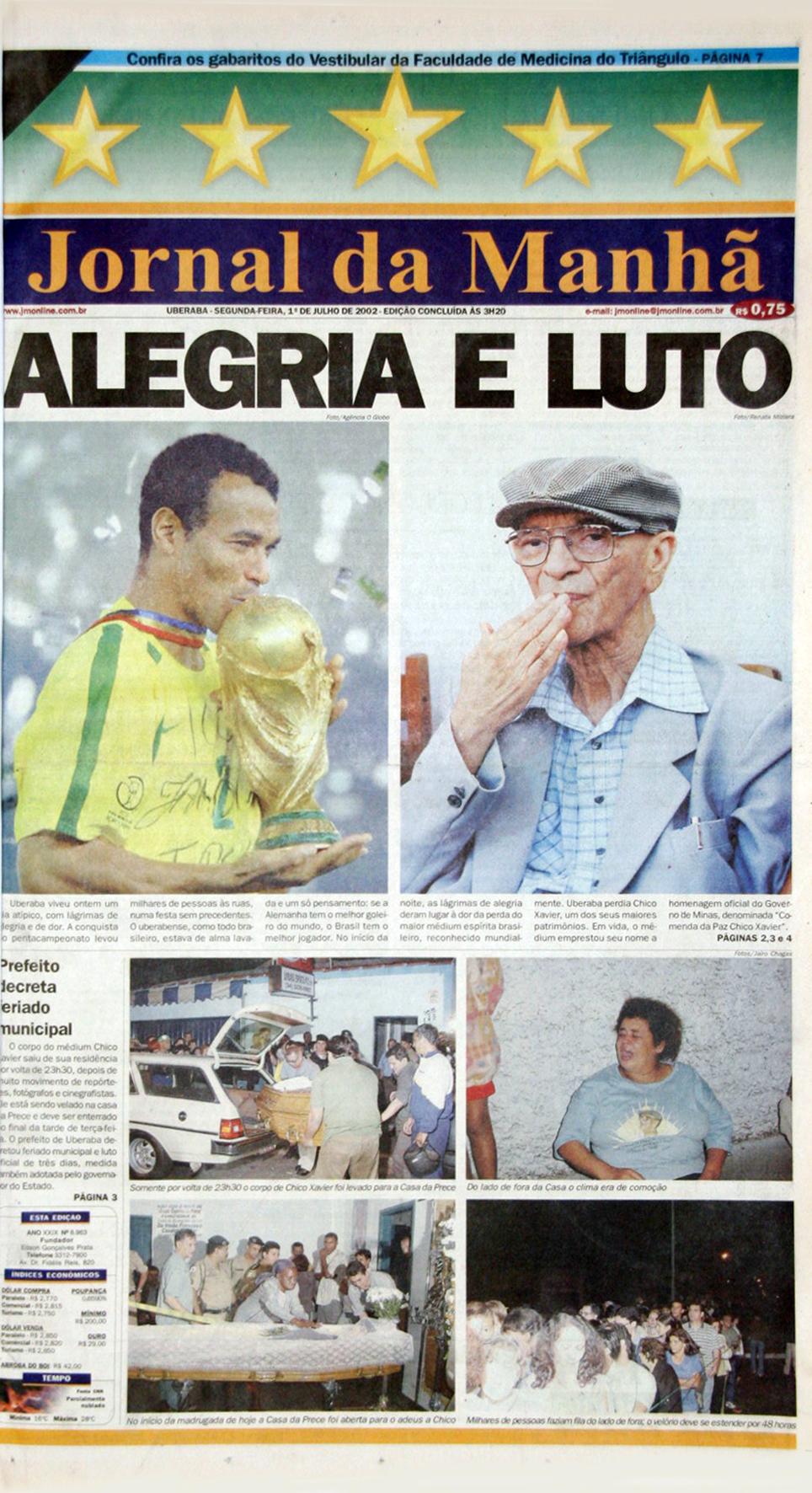 Capa do dia 1º de julho de 2002 (Foto/Arquivo JM)