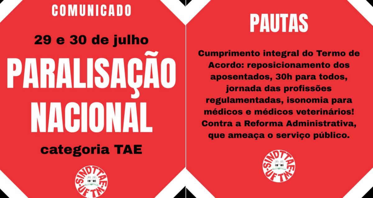 Técnicos Administrativos do HC-UFTM aderem à paralisação nacional de 48h, que acontece nesta quarta (30) e quinta (31), em Uberaba (Foto/Reprodução redes sociais)