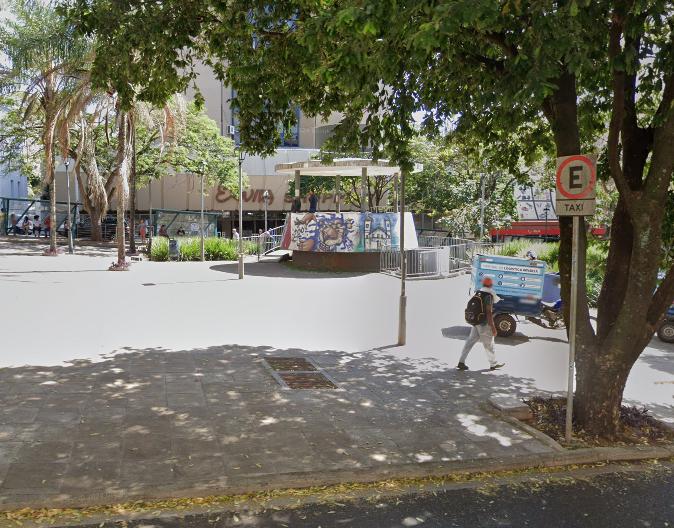 Com o período de estiagem, o cenário é de plantas secas, sujeira e cheiro de urina pela praça, de acordo com o denunciante (Foto/Reprodução)