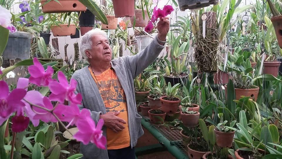 Clemente Almeida em seu orquidário (Foto/Reprodução)