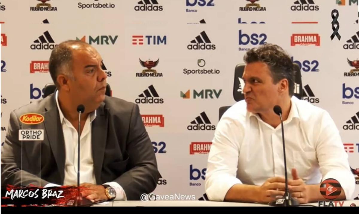 Bruno Spindel (a direita, ao lado de Marcos Braz) deixa o cargo de diretor após perder espaço na gestão de Bap (Foto/Gávea News/Instagram)