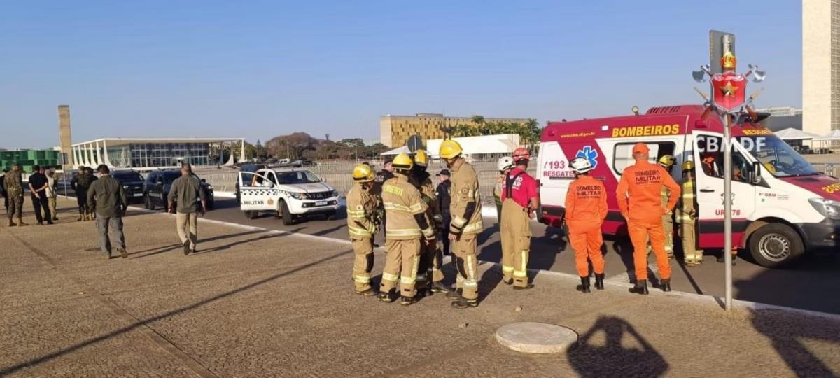 Homem ameaça explodir bomba na Praça dos Três Poderes, em Brasília, em frente ao STF (Foto/Divulgação/ CBMDF)