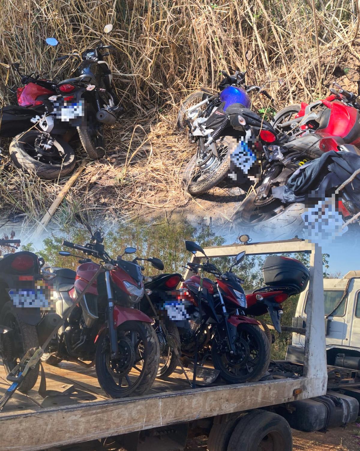 Os veículos foram encontrados em uma área de mata próxima ao bairro Jardim Anatê. (Foto/Divulgação)