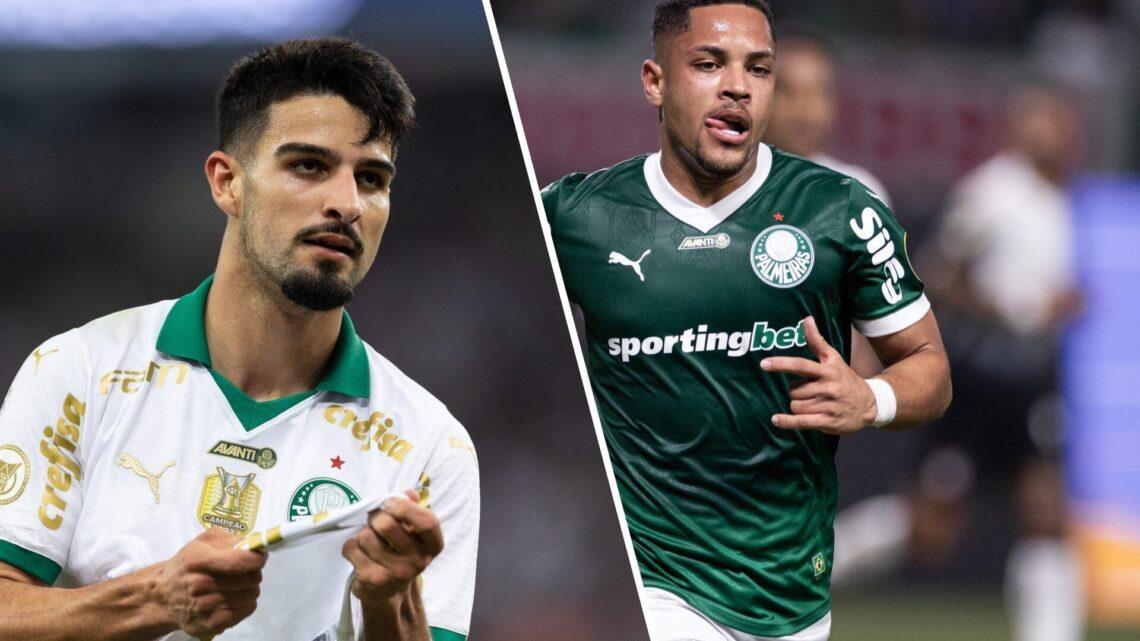 Flaco López e Vitor Roque assumiram protagonismo no ataque palmeirense. (Foto/Montagem)