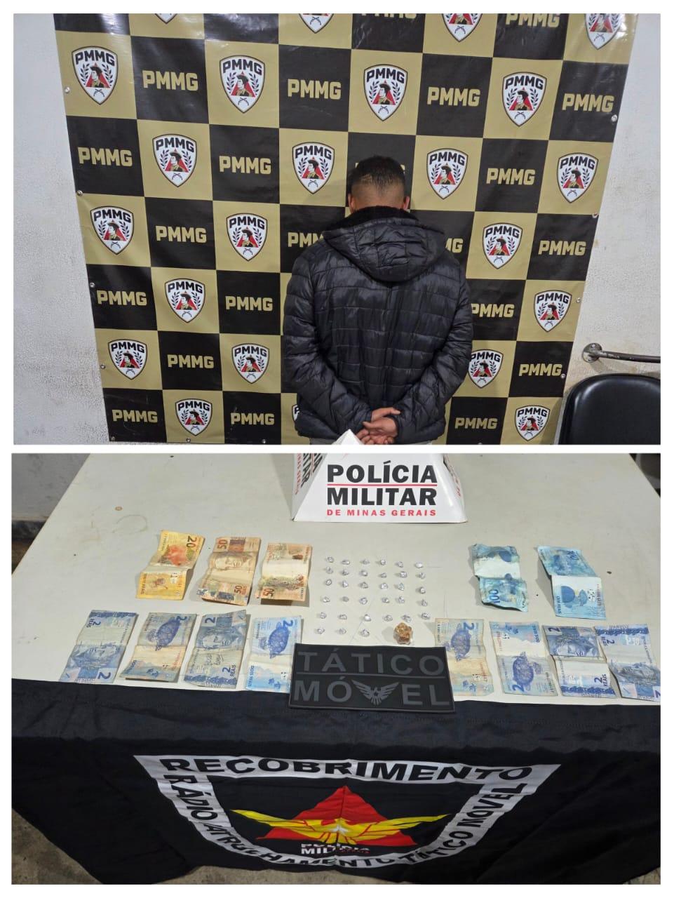 PM apreende 34 pedras de crack no Vila Militar; homem é preso por tráfico de drogas. (Foto/Divulgação)
