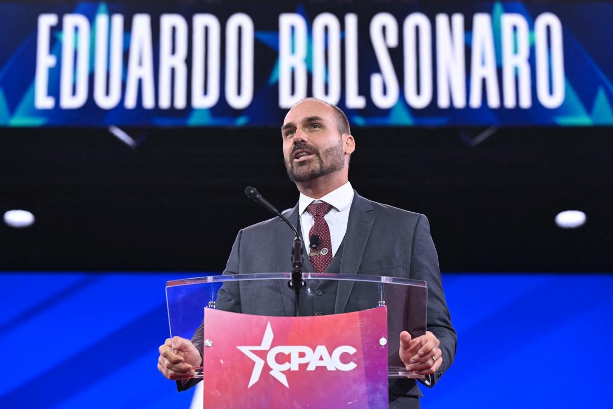 Eduardo Bolsonaro mora nos EUA desde março: ele busca o impeachment do ministro Alexandre de Moraes (Foto:/AFP or licensors)