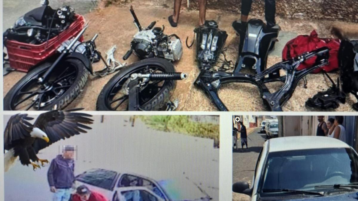 Veículos, celulares e bens recuperados após prisão de dupla de assaltantes em operação conjunta da PM e GCM. (Foto/Divulgação)