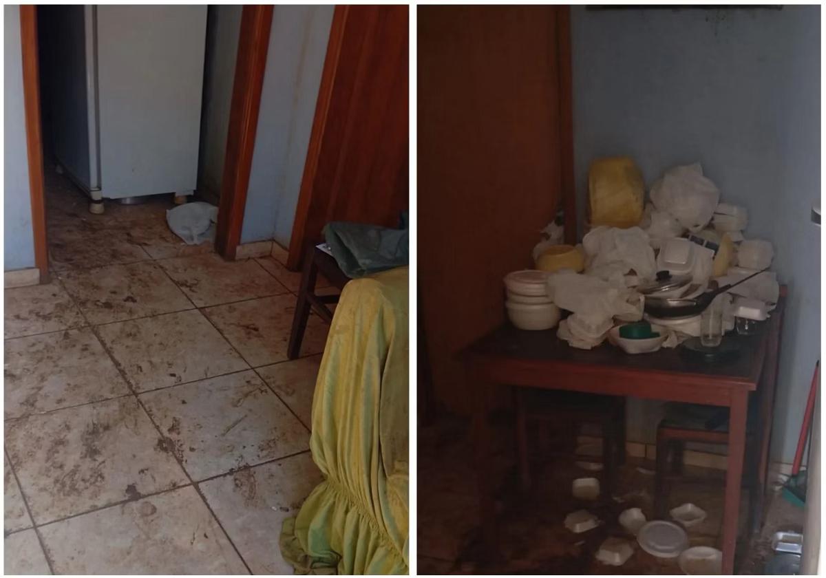 Casa onde a idosa foi encontrada estava suja de fezes e repleta de lixo (Foto/EQUIPE POSITIVO/DIVULGAÇÃO)