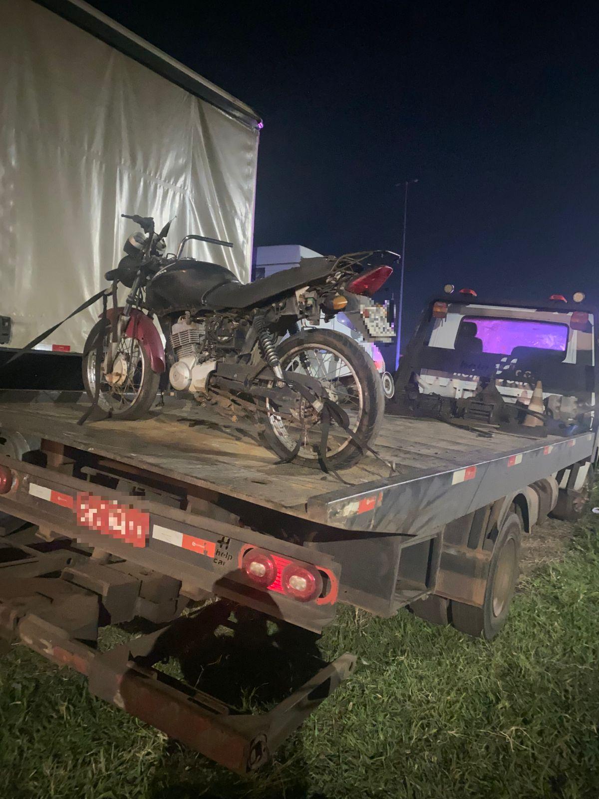 Motocicleta recuperada pela PM após ser furtada do Pátio Uberaba. (Foto/Divulgação/PMMG)