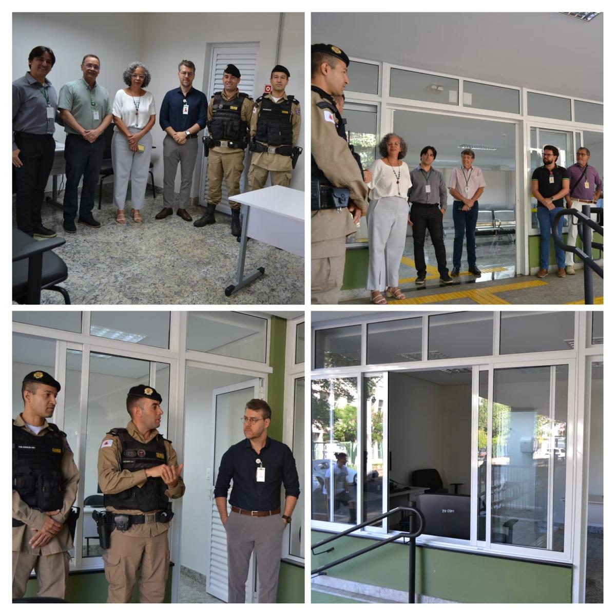 Inauguração do Ponto de Registro de Ocorrências no Hospital das Clínicas da UFTM reuniu autoridades da universidade e da Polícia Militar. (Foto/Divulgação/PMMG)
