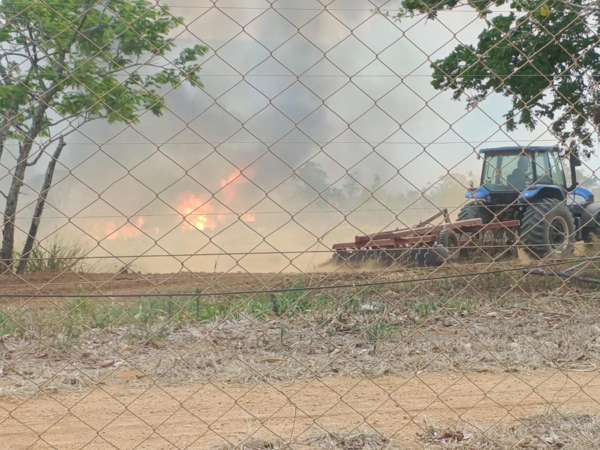 Incêndio de grandes proporções atingiu uma área de cerrado às margens da rodovia MG-190, entre os municípios de Nova Ponte e Tapuirama (Foto/Divulgação Corpo de Bombeiros)