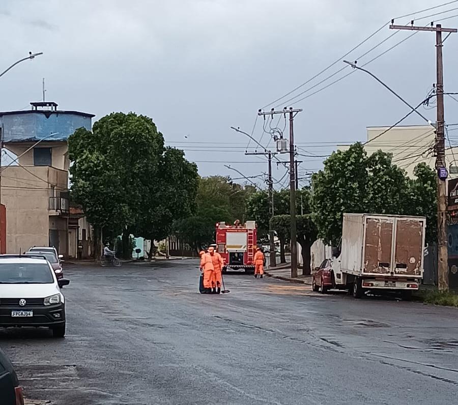 Equipe utilizou serragem para eliminar risco de incêndio; mancha se estendia por cerca de 100 metros. (Foto/Reprodução)