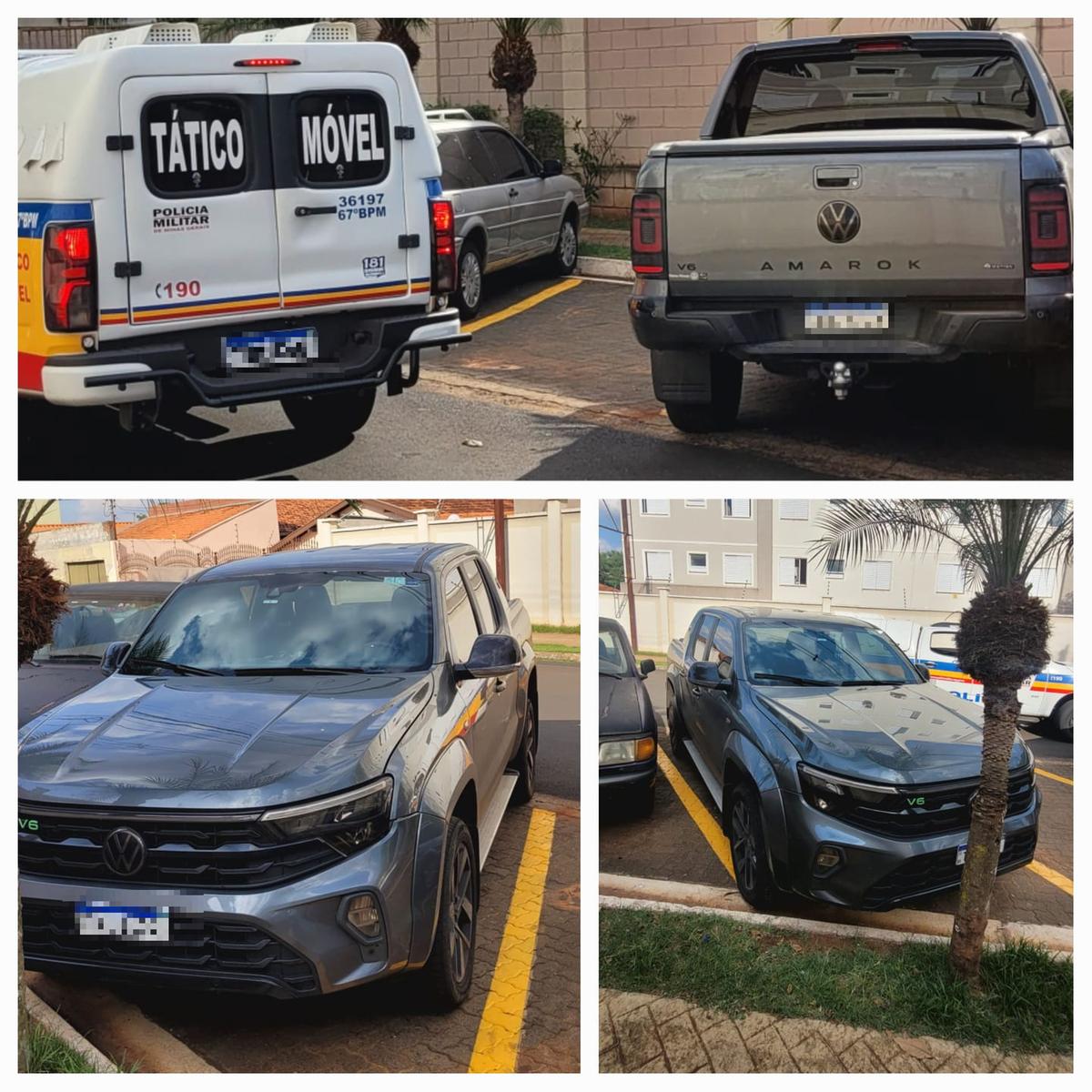 Amarok recuperada pela PM em Uberaba; veículo havia sido roubado e foi encontrada trancada em via pública. (Foto/Divulgação/PMMG)