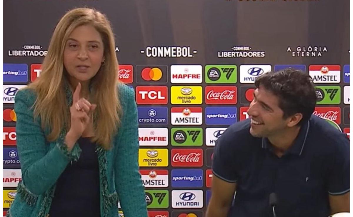 Leila Pereira ao lado do técnico Abel Ferreira (Foto/Reprodução)