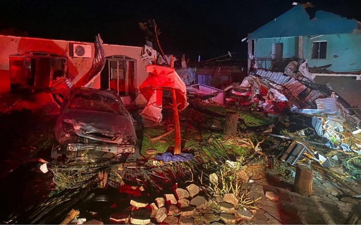 Rio Bonito do Iguaçu foi cidade mais afetada por tornado no Paraná (Foto/Governo do Estado do Paraná/AFP)
