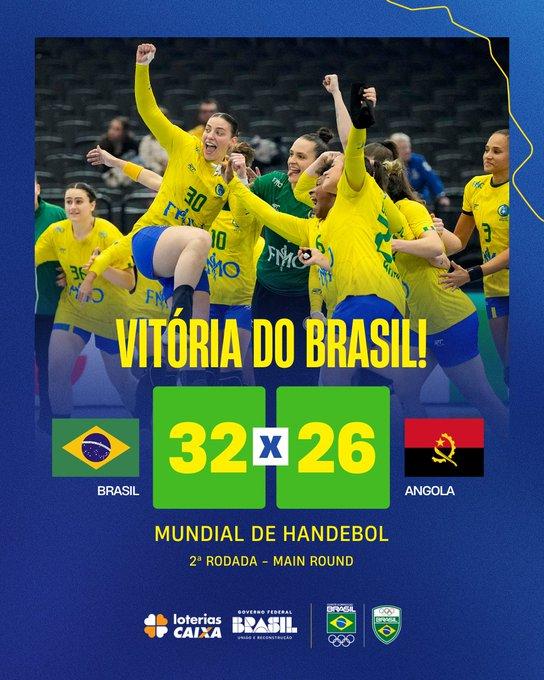O Brasil derrotou Angola pelo placar de 32 a 26, nesta sexta-feira (5) em Dortmund (Alemanha). (Foto/Reprodução)
