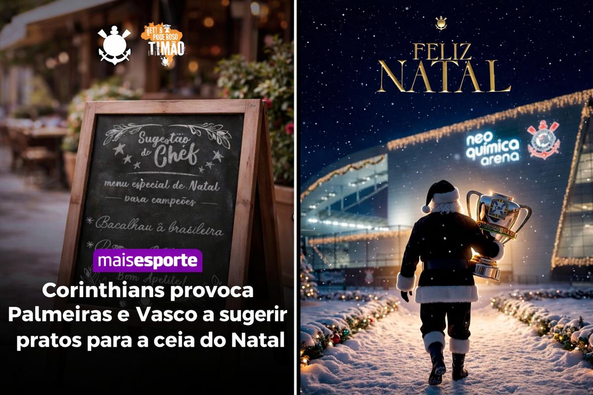 Corinthians celebra o Natal com bom humor e provoca Palmeiras e Vasco após temporada de títulos (Foto/Montagem)