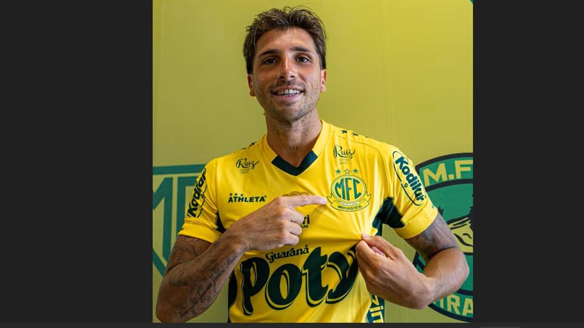 Lucas Mugni abriu o placar para o Mirassol ao aproveitar rebote de uma finalização de Shaylon (Foto/JP Pinheiro/Agência Mirassol)