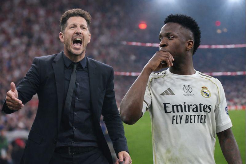 Simeone do Atlético de Madrid admitiu erro após troca de farpas com o Vini Jr (Foto/Montagem)