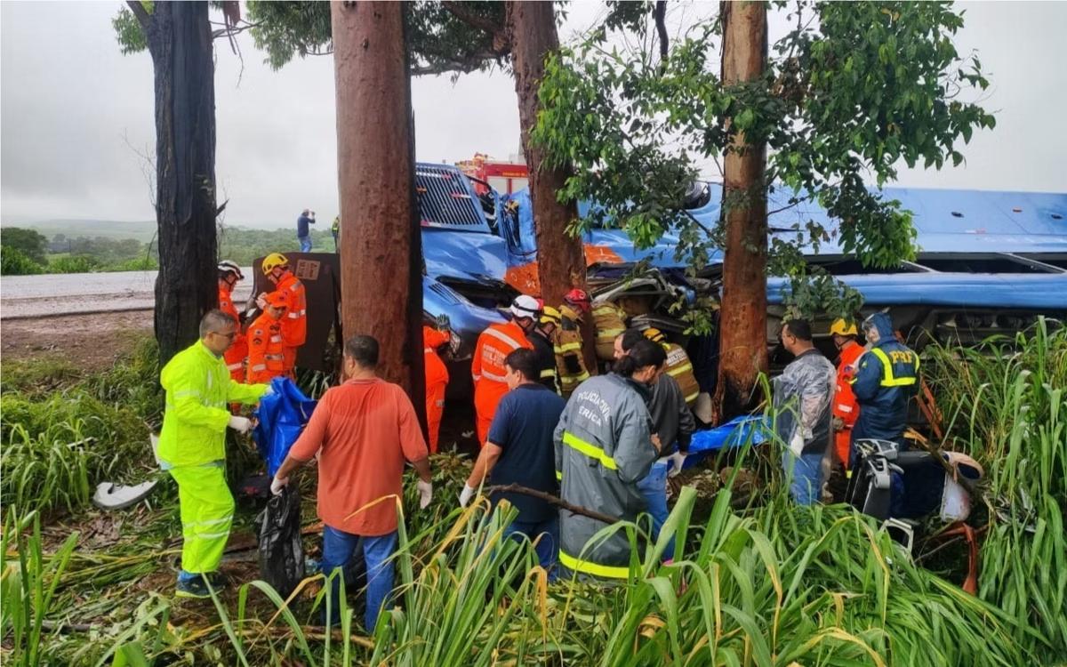 Acidente mobilizou diversas equipes na rodovia federal. (Foto/Divulgação/CBMMG)