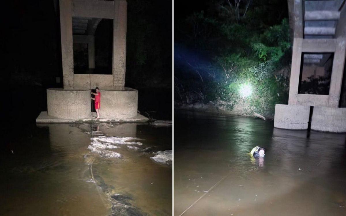 Bombeiros em operação de busca de menina de 11 anos desaparecida após cabeça-d'água (Foto/Corpo de Bombeiros/Divulgação)