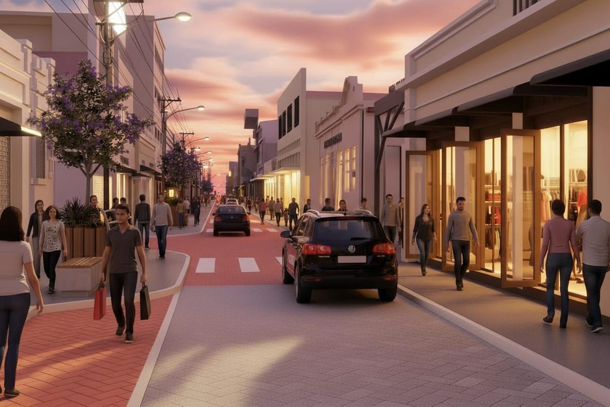 Perspectiva do projeto de revitalização da rua Arthur Machado, obra que vai contemplar também a avenida Doutor Fidélis Reis. (Foto/Divulgação)