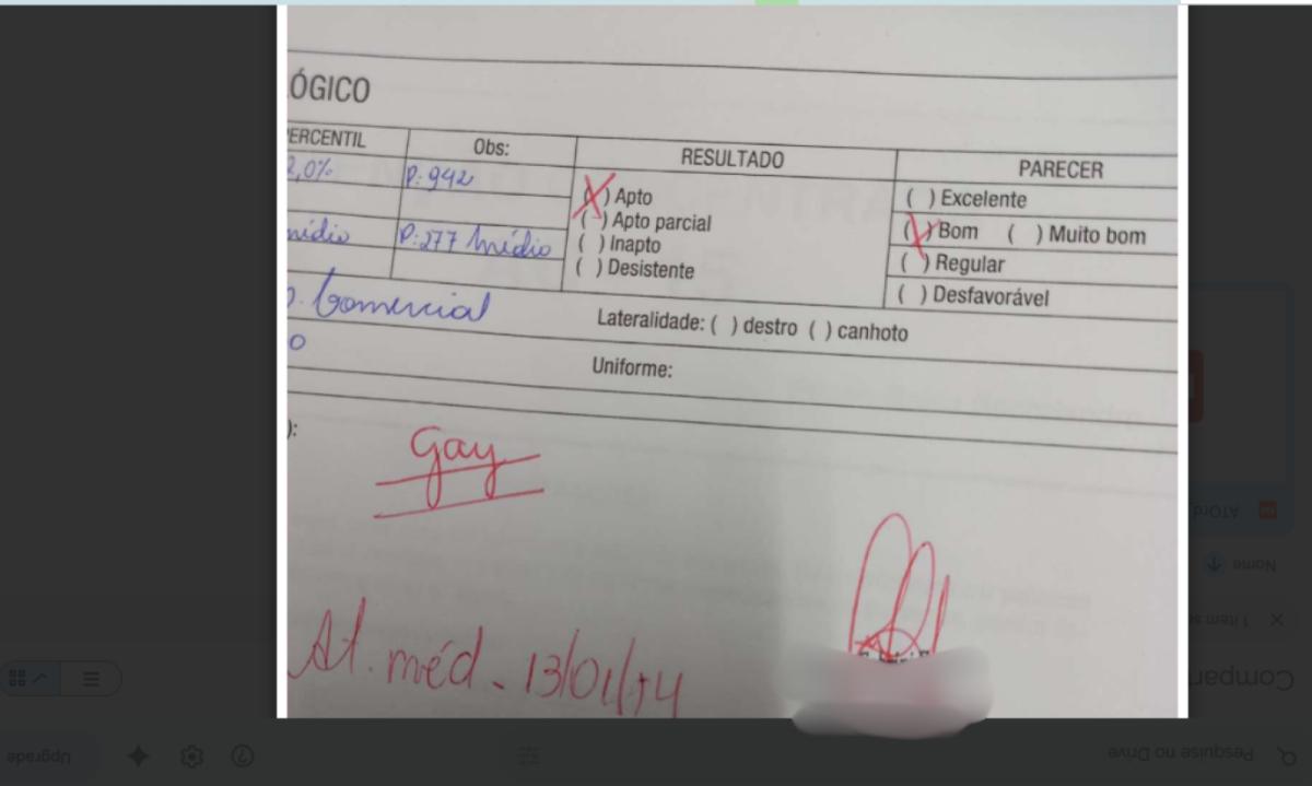 O então funcionário teve a palavra "Gay" escrita e evidenciada na ficha cadastral e era obrigado a participar de rodas de orações. (Foto/Reprodução)