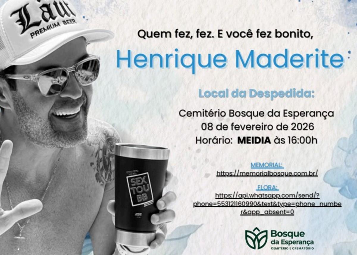 Velório do influenciador mineiro ocorre de 12h às 16h no cemitério Bosque da Esperança (Foto/Cemitério da Esperança/ divulgação)