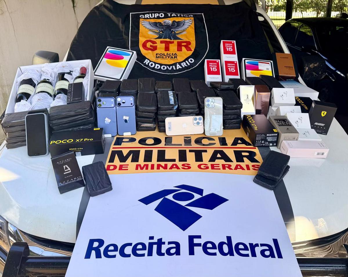 Produtos trazidos ilegalmente foram apreendidos (Foto/RECEITA FEDERAL/DIVULGAÇÃO)