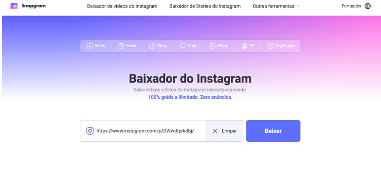 Snapgram o site para baixar vídeos do Instagram sem complicação