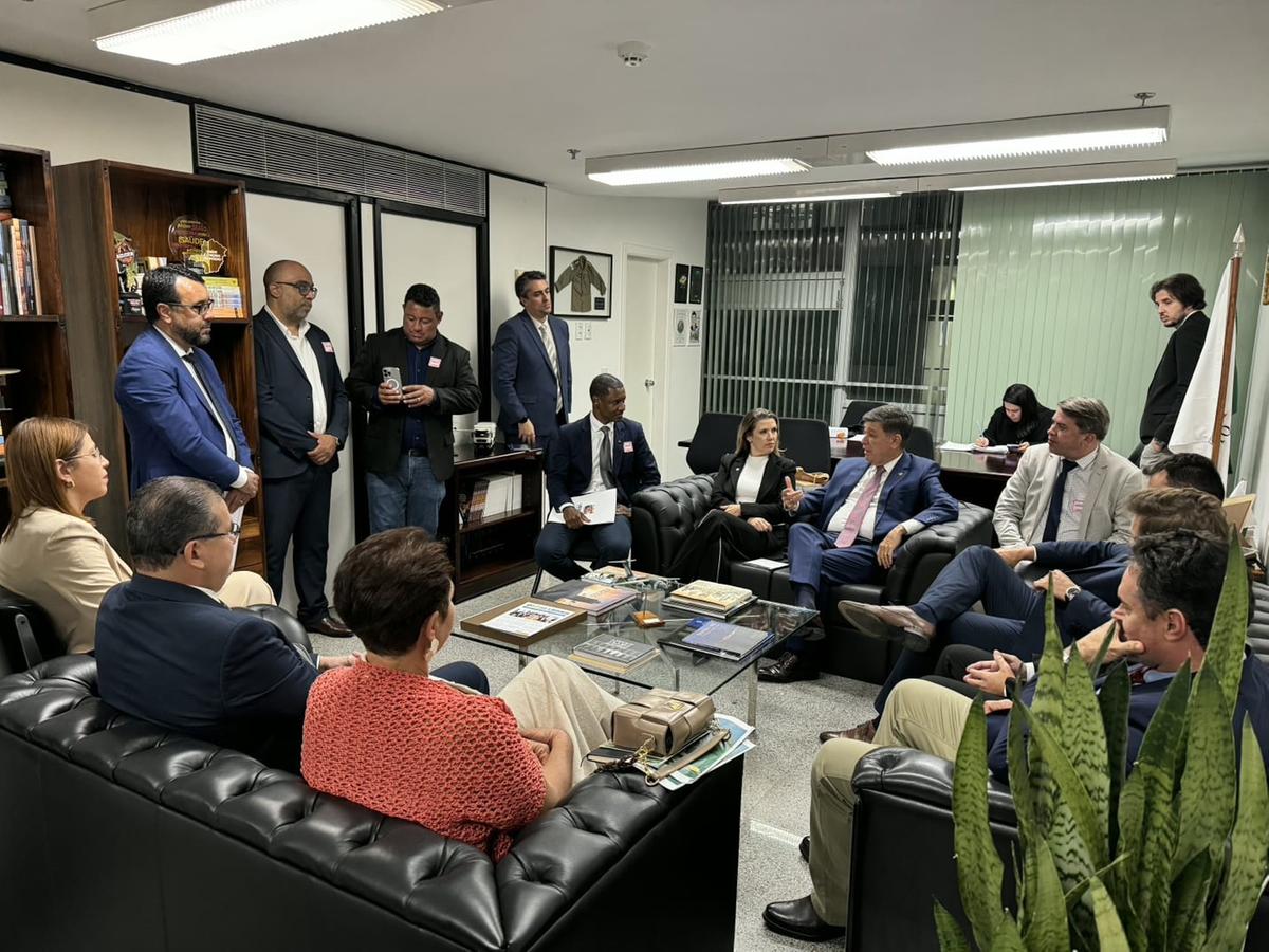 Anúncio da destinação da emenda foi feito no gabinete do senador Carlos Viana ao grupo formado pela prefeita, vice, secretário e vereadores que viajaram a Brasília (Foto/Divulgação)