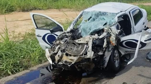 Carro de reportagem da Band Minas se envolveu em grave acidente em MG (Foto/Divulgação/CBMMG)