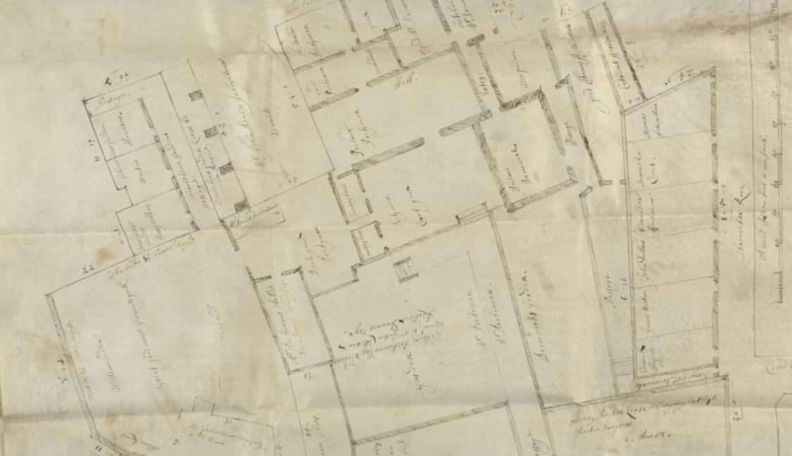 A casa de Shakespeare em Londres foi identificada em uma planta do bairro de Blackfriars datada de 1668 (Foto/Arquivos de Londres/Corporação da Cidade de Londres)