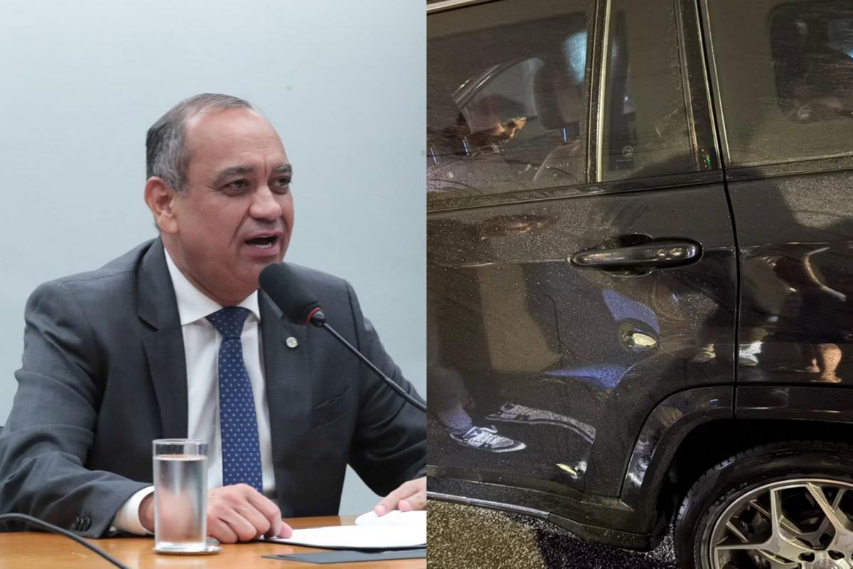 Carro do deputado Max Lemos (fotos) sofreu pelo menos dois disparos (Foto/Bruno Spada/Câmara dos Deputados e Divulgação/Max Lemos)