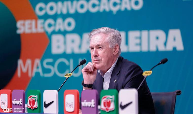 Carlo Ancelotti enviou pré-lista com 55 jogadores para a Copa do Mundo 2026 (Foto/Rafael Ribeiro/CBF)