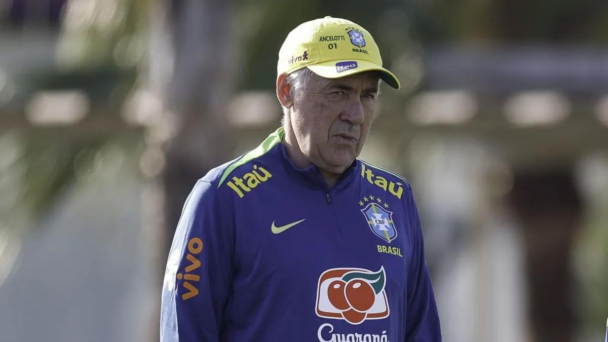 Ancelotti agradeceu pela confiança da CBF e destacou o objetivo de recolocar a Seleção no topo do futebol mundial. (Foto/Rafael Ribeiro/CBF)